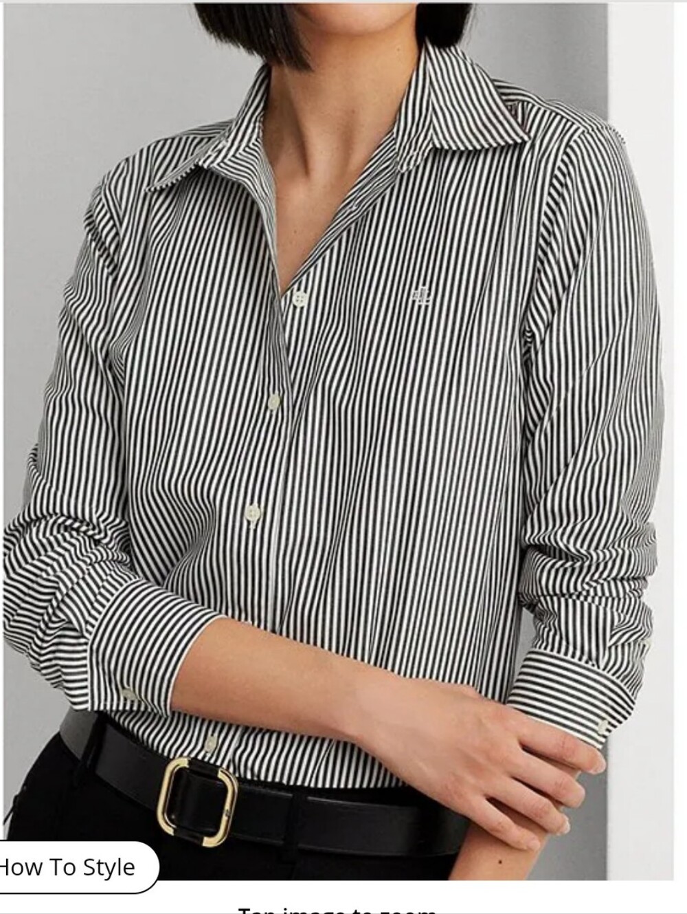 Dark Green & White Striped Button-Up Shirt